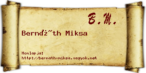Bernáth Miksa névjegykártya